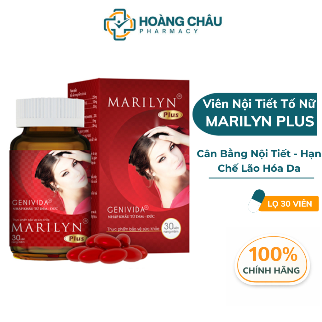 Viên Uống Nội Tiết Nữ Marilyn Plus – Hỗ Trợ Cân Bằng Nội Tiết, Hạn Chế Lão Hóa Da, Lọ 30 Viên