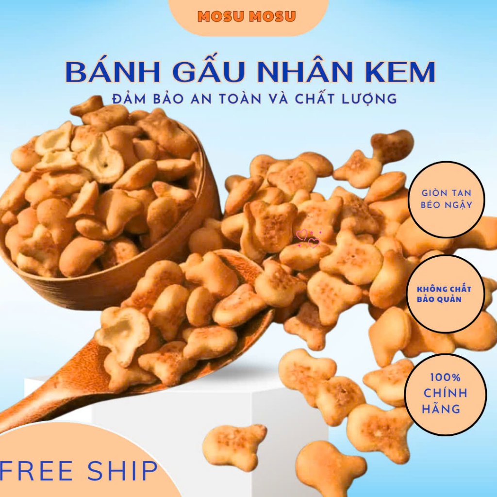 Bánh Gấu Nhân Kem Liên Anh 500g – Hương Vị Tuổi Thơ- Bánh Gấu Nhân Kem Thơm Ngon