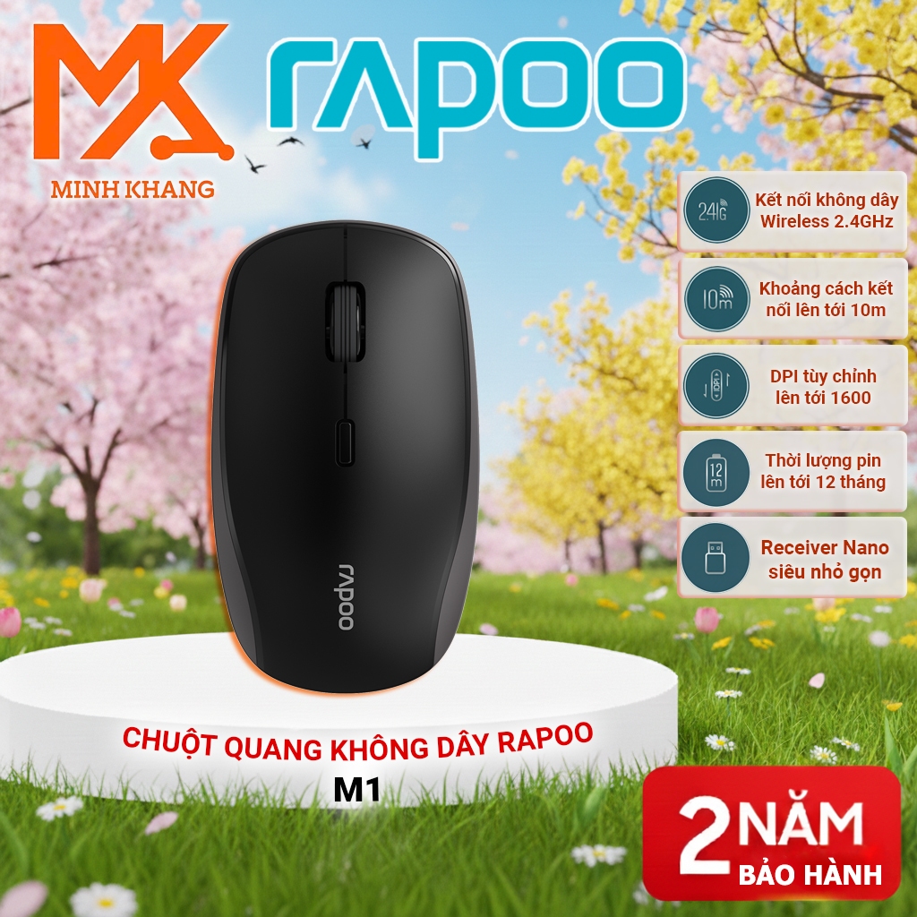 [Rapoo Chính Hãng] Chuột Không Dây Rapoo M1 – Kết Nối 2.4GHz – Thiết Kế Thời Trang, Gọn Nhẹ