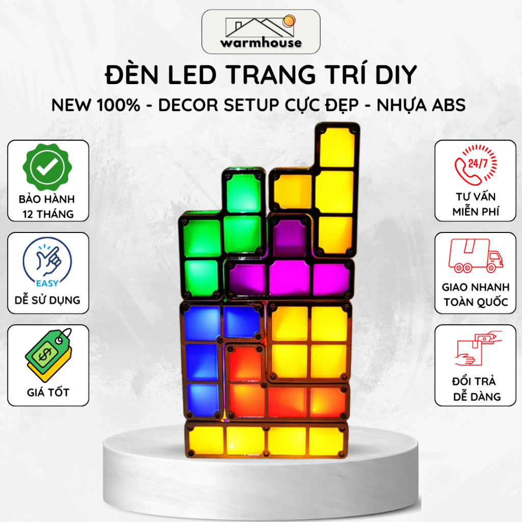 Đèn LED Trang Trí DIY Xếp Hình Sáng Tạo Dùng Decor Bàn Làm Việc, PC, Phòng Khách, Dùng Làm Đèn Ngủ.