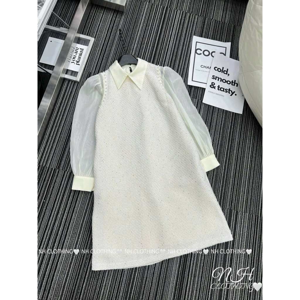 (NH CLOTHING)Váy suông Quynhanhhouse váy dạ cổ nhọn size sm