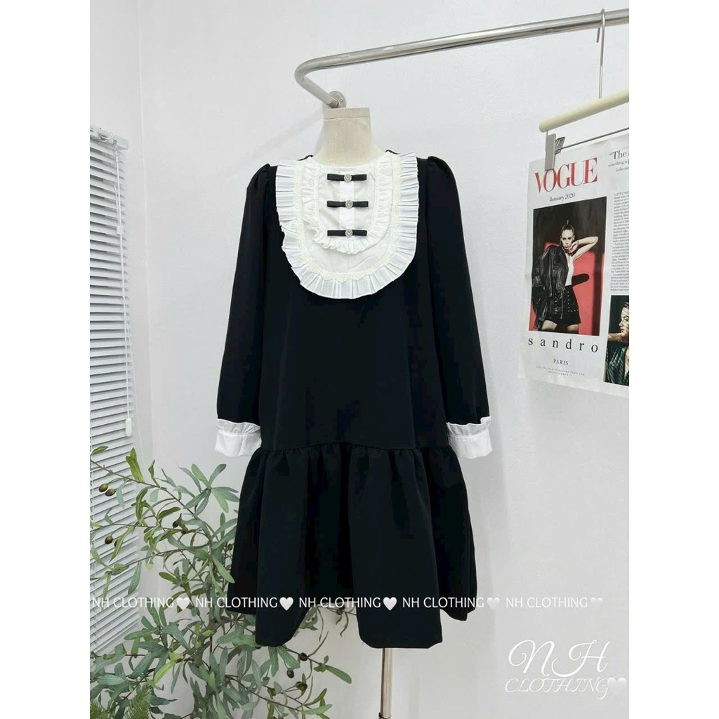 (NH CLOTHING)Váy suông Quynhanhhouse váy đuôi cá cổ nơ sm