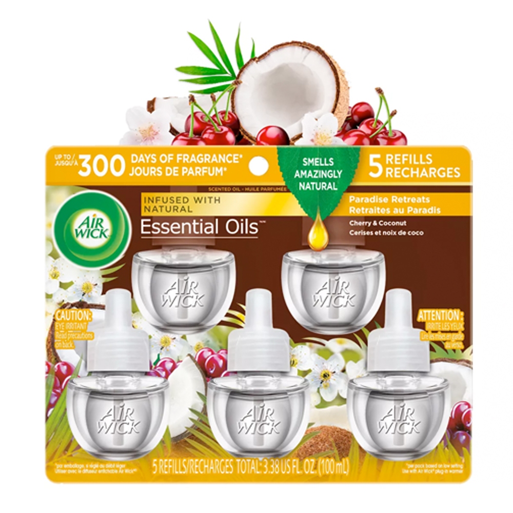 [Hàng Mỹ] Tinh Dầu Cắm Điện Air Wick Paradise Retreat dừa mix chery, 20mlx5