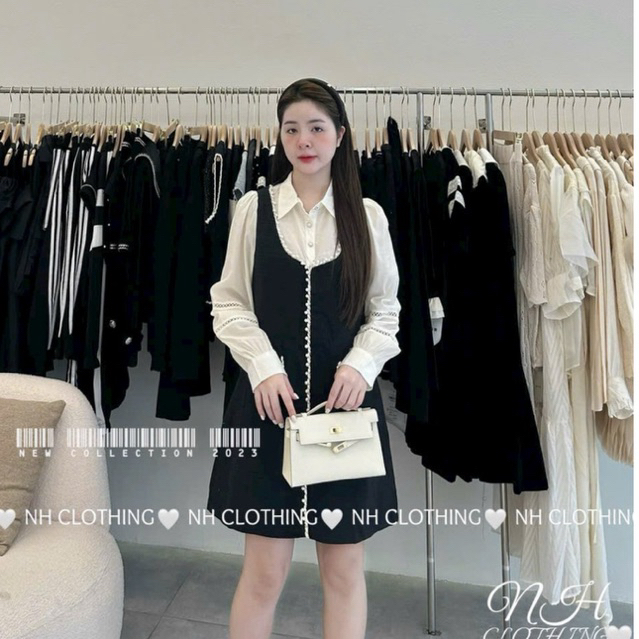 (NH CLOTHING)Váy suông Quynhanhhouse váy dạ sơmi viền ngọc sm