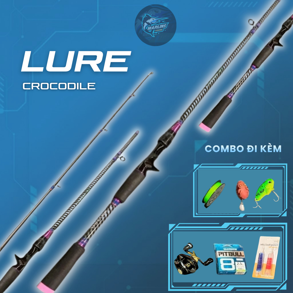 [LOẠI 1] Combo Cần Câu Lure Crocodile + Máy Ngang FR200 Tặng Full Đồ Câu - Phúc Lộc Fishing