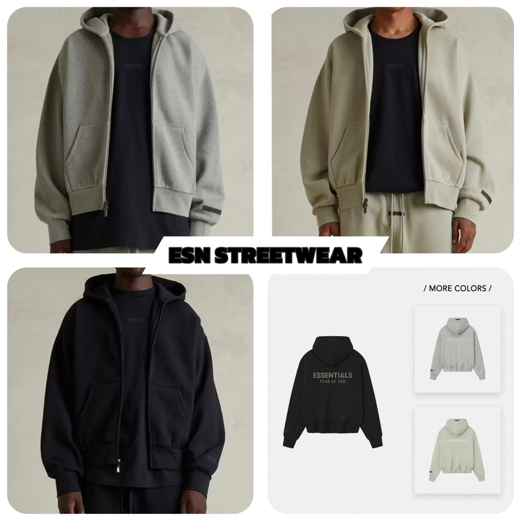 [CHÍNH HÃNG] Hoodie Full Zip Up Essentials Fear Of God SS25 Classic Authentic, Áo nỉ zip Essentials 