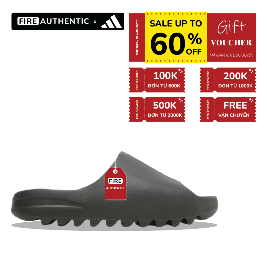 | Fire Authentic | Dép Adidas Slide 'Onyx Black' HQ6448, Dép Cao Su Đi Biển