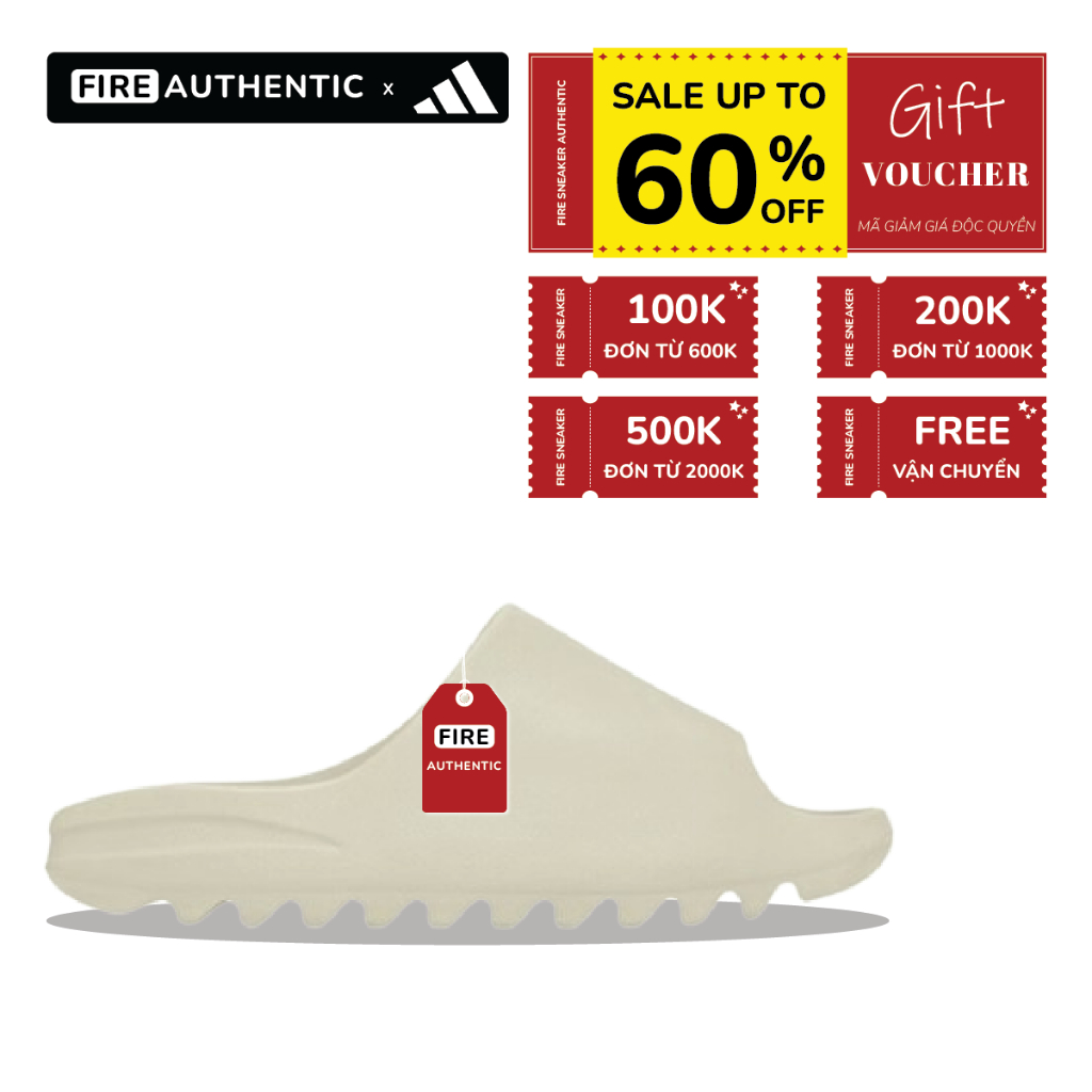 | Fire Authentic | Dép Adidas Slide ‘Bone’ FZ5897, Dép Cao Su Đi Biển