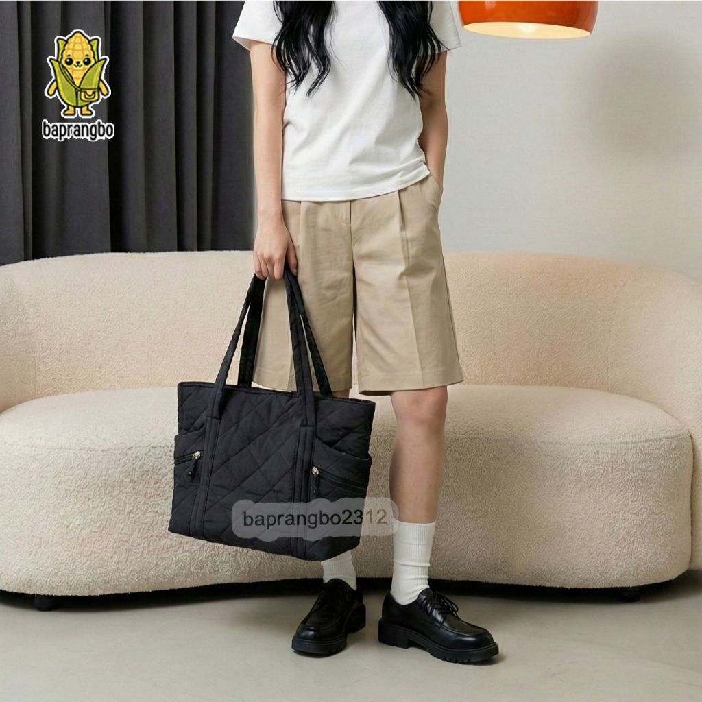 Túi vải phao phom to tote đeo vai nữ phao bông đi học đựng sách học sinh sinh viên unisex nam nữ phối đồ