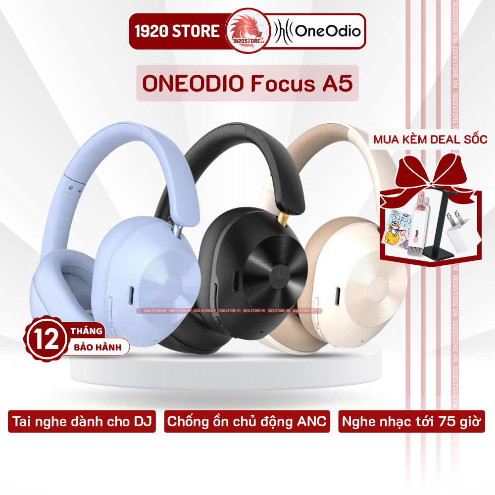【Giao Hỏa Tốc】Tai Nghe Chụp Tai Headphone OneOdio A5 Focus, Chống Ồn ANC, Nghe Nhạc 75H - Chính Hãng