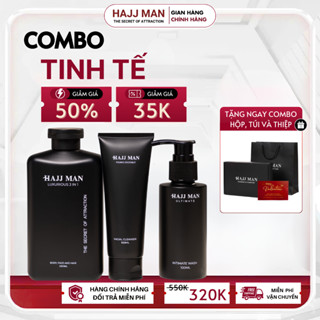 Quà tặng nam - Sữa tắm nam 3 in 1 HAJJ MAN 350ml & Sữa rửa mặt 100ml & Dung dịch vệ sinh 100ml & Nước hoa 10ML