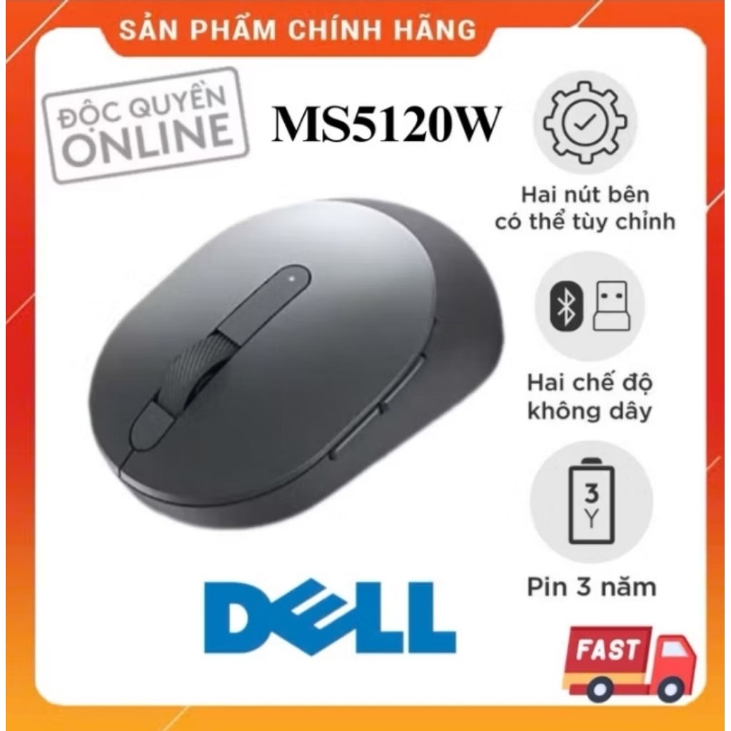 Chuột Dell blutooth MS5120w pin ba năm 4000DPI - chính hãng