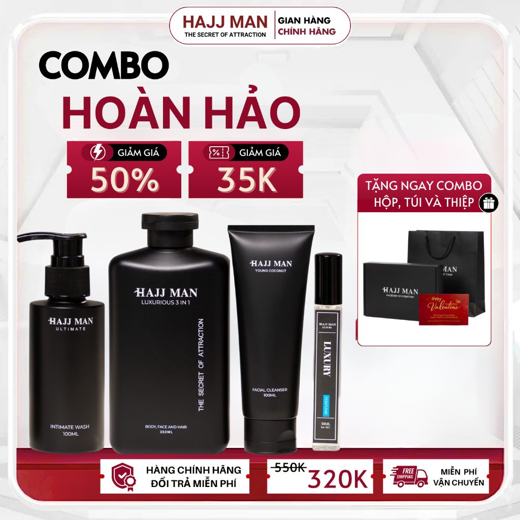 Bộ quà tặng nam - Sữa tắm gội nam 3 in 1 350ML & Sữa rửa mặt 100ML & Dung dịch vệ sinh 100ml & Nước hoa 10ML