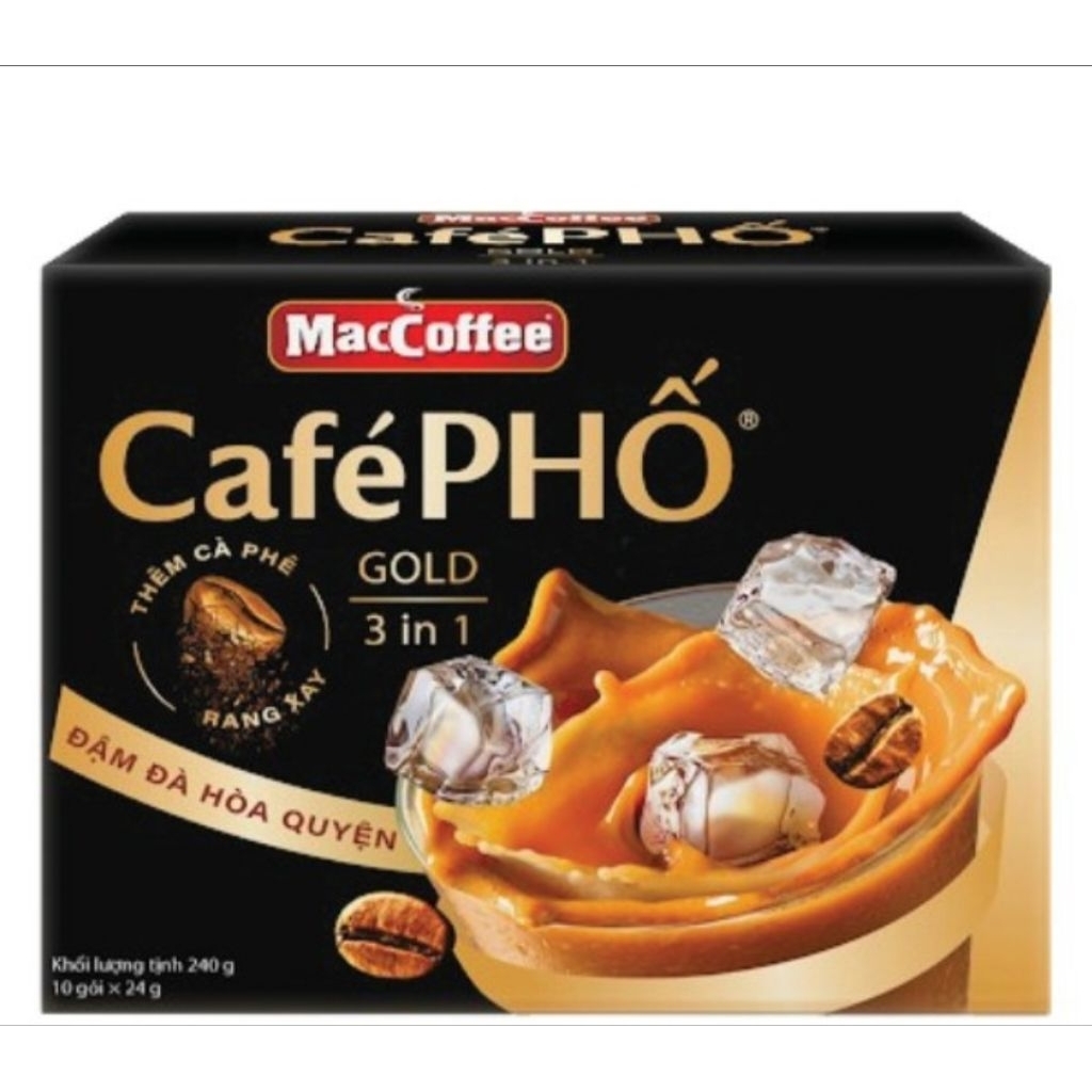 Cà Phê Sữa Đá MacCoffee Café Phố Gold 3in1 Hộp 10 Gói*29G