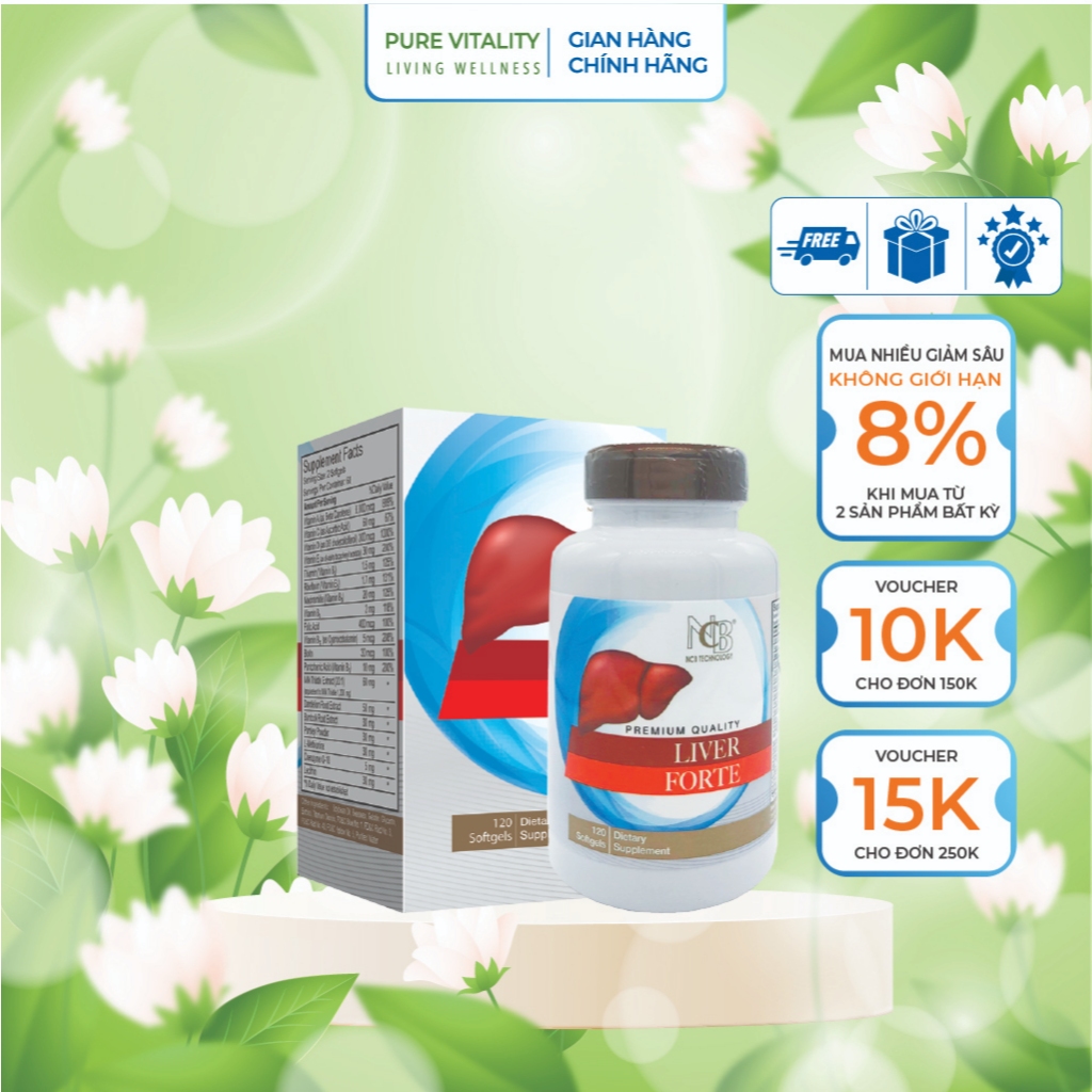 Viên uống giải độc gan Liver Forte Nu-health giúp phục hồi và bảo vệ tế bào gan (60v/120v)