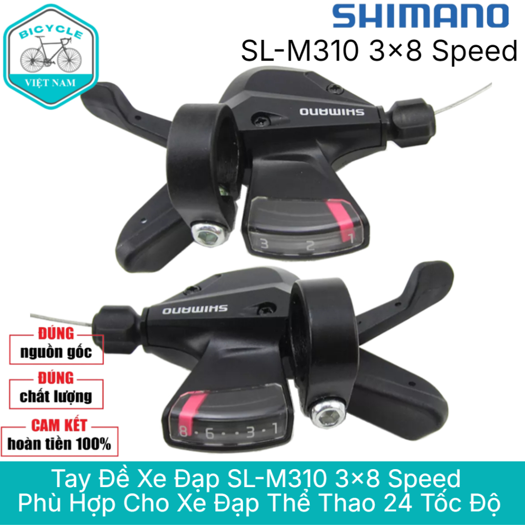 Tay Đề Bấm Xả Xe Đạp Shimano SL M310 – 3x8 Speed, Sang Số Mượt