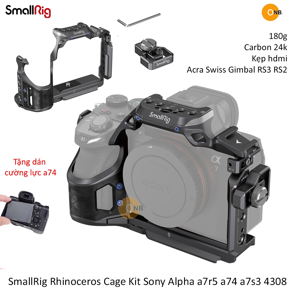 SmallRig Rhinoceros Cage Khung máy ảnh Sony Alpha a75 a74 a7s3 a7r5 4308