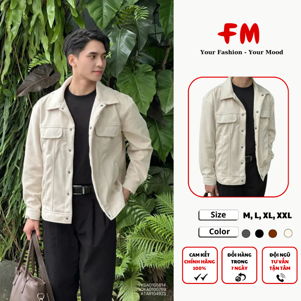 Áo Khoác Da Lộn Nam FMSTYLE Cao Cấp - Áo Jacket Nam Form Rộng Gài Nút Túi Ngực Trẻ Trung 25121217