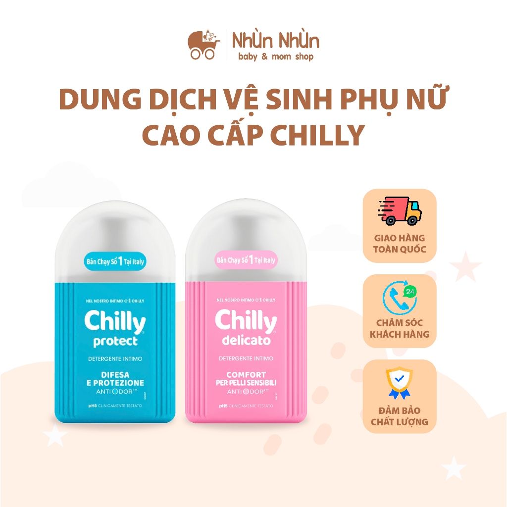 (Nhùn Nhùn) Dung dịch vệ sinh phụ nữ cao cấp CHILLY 200ml giúp làm sạch,giảm nấm,ngứa cô bé