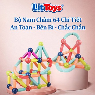 Bộ Xếp Hình Nam Châm 64 Chi Tiết ToysLit Lắp Ghép Sáng Tạo Thông Minh Cho Bé Phát Triển Tư Duy