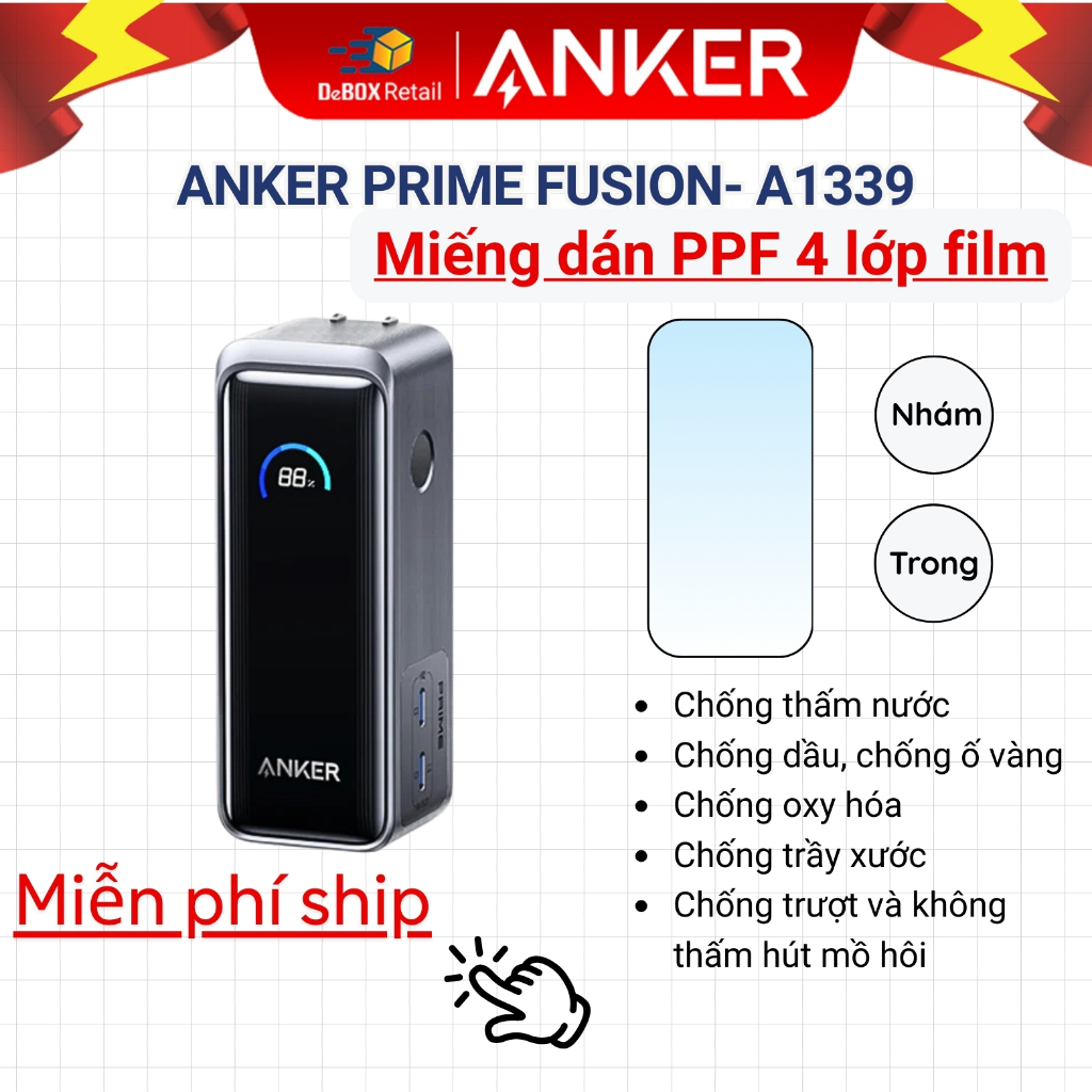 Miếng dán film PPF 4 lớp dành cho Sạc Dự Phòng ANKER PRIME A1339 chống trầy xước, chống trượt, chống