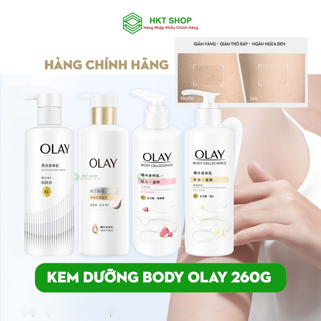 Sữa Dưỡng Thể Sáng Da Olay trắng da, 5% Niacinamide & Vitamin E, hương nước hoa 260G - HKT Shop