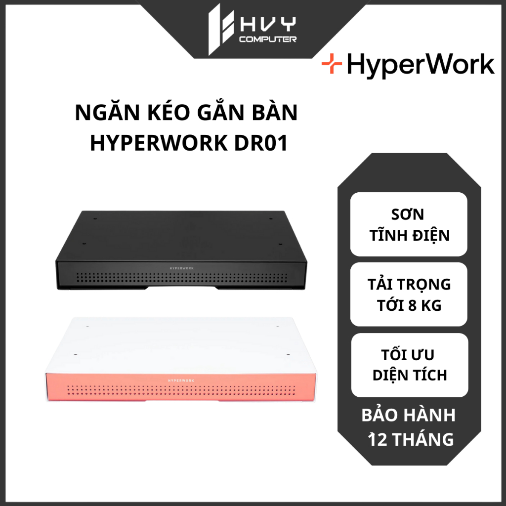 Ngăn kéo gắn bàn HyperWork Steel Drawer HPW DR01 /Thép không gỉ / Tải trọng 8kg - Hàng Chính Hãng