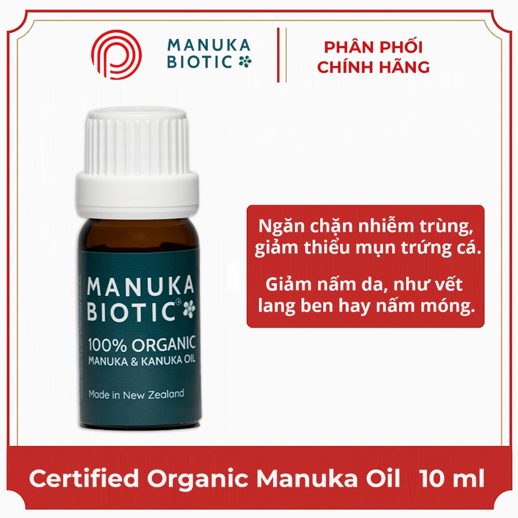 Tinh dầu manuka 100% hữu cơ Manuka Biotic Certified Organic Manuka Oil 10ml - Chính hãng New Zealand