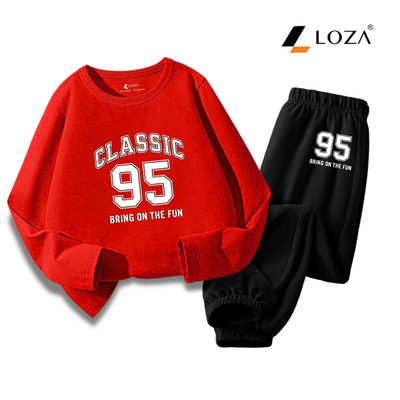 Bộ thu đông cho bé trai in số 95 cân nặng từ 15-40kg Loza BW455