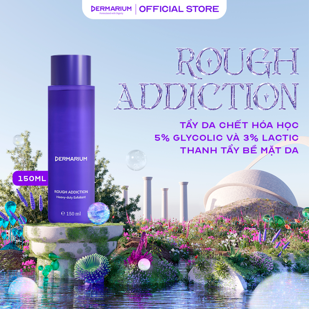Tẩy da chết Dermarium 8% AHAs Rough Addiction làm sạch sâu bề mặt, hỗ trợ mờ thâm sáng da 150ml