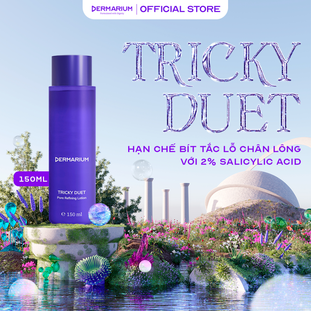 Tẩy da chết Dermarium Tricky Duet - 2% Salicylic Acid (BHA) giảm mụn dưỡng da mịn màng 55ml & 150ml