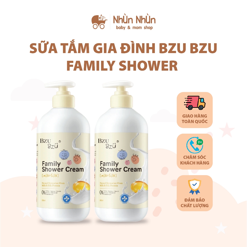 (Nhùn Nhùn) Sữa Tắm Gia Đình BZU BZU Family Shower Giúp Da Sáng, Mềm Mịn Chai 800ml