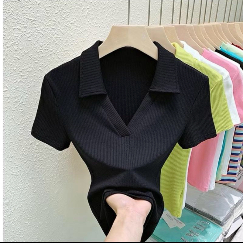 A88 Áo thun nữ tay ngắn Croptop Cổ Bẻ , Áo Polo Nhiều Màu size dưới 53kg mã a88