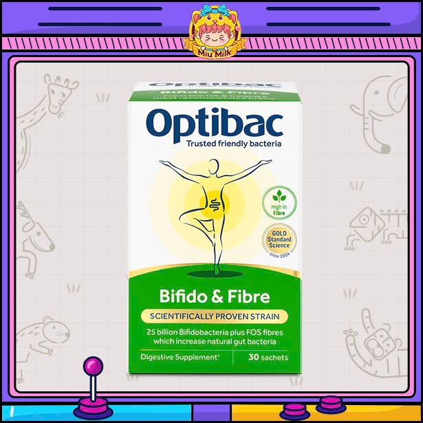 Men Vi Sinh Optibac Bifido & Fibre Hỗ Trợ Tiêu Hóa, Bổ Sung Chất Xơ (30 gói) Anh CHO BÉ 1 TUỔI+
