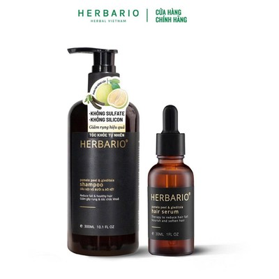 Combo dầu gội Herbario 300ml và serum vỏ bưởi, bồ kết Herbario 30ml