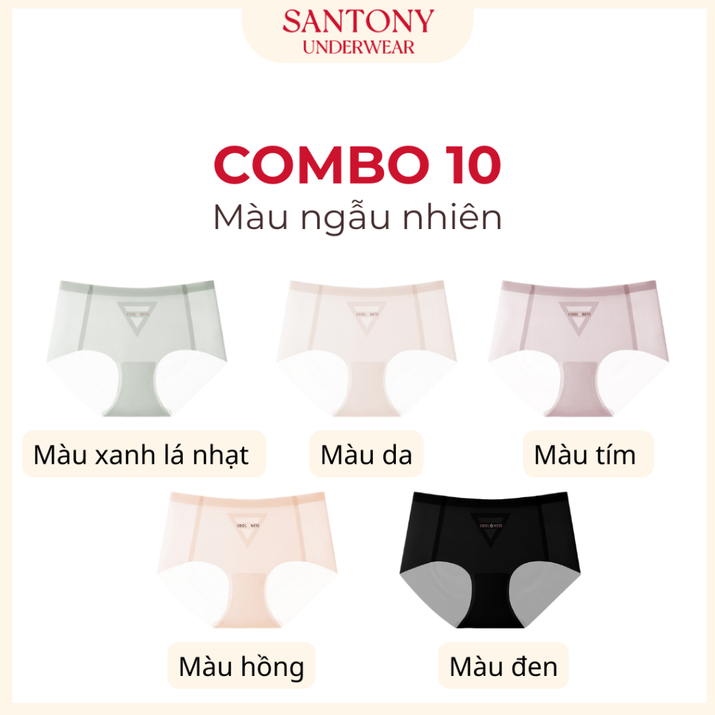 Combo 5-10 quần lót nữ tàng hình siêu mỏng Santony không đường may ôm sát kháng khuẩn mát lạnh–83011 | BigBuy360 - bigbuy360.vn