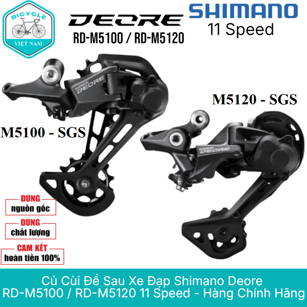 Củ Cùi Đề Sau Xe Đạp SHIMANO DEORE RD M5100 / RD M5120 – 11 Speed / Hàng Chính Hãng