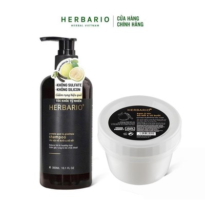 Combo Dầu Gội Bưởi và bồ kết 300ml và Kem ủ tóc Herbario 200ml