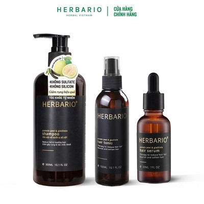 Bộ 3 chăm sóc tóc: Dầu gội Herbario 300ml + Nước dưỡng tóc Herbario 100ml + Serum tóc Herbario 30ml