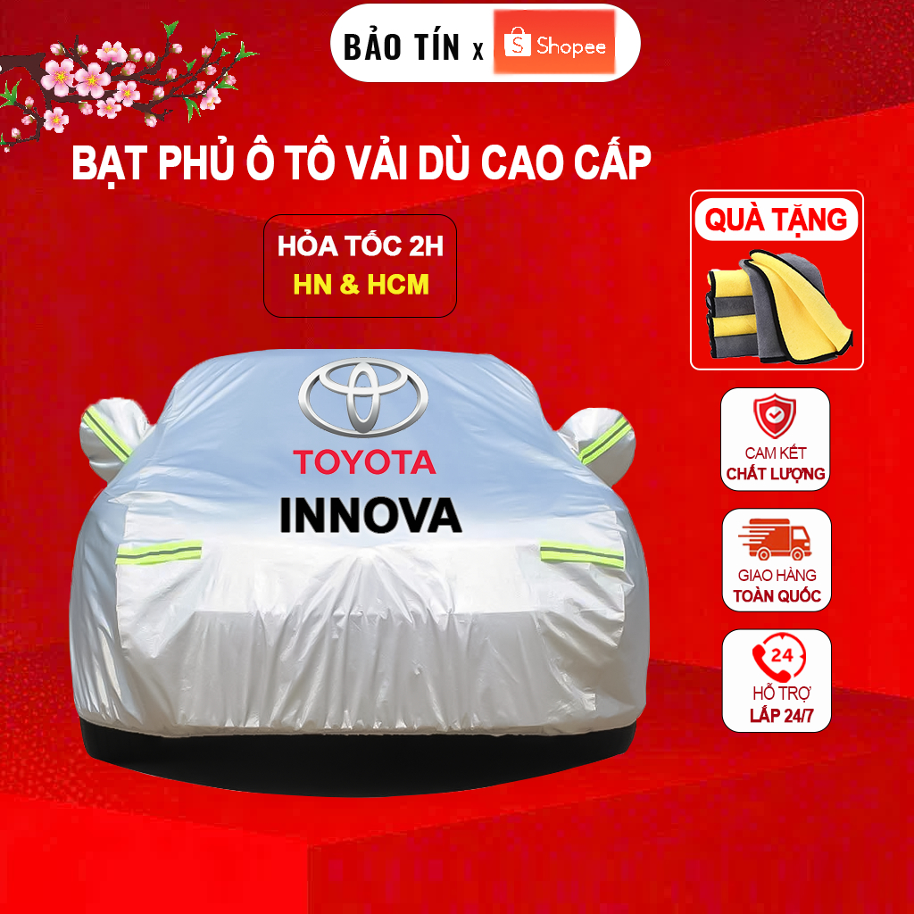 Bạt Phủ Ô Tô Toyota Innova Vải Dù Oxford Tráng Bạc