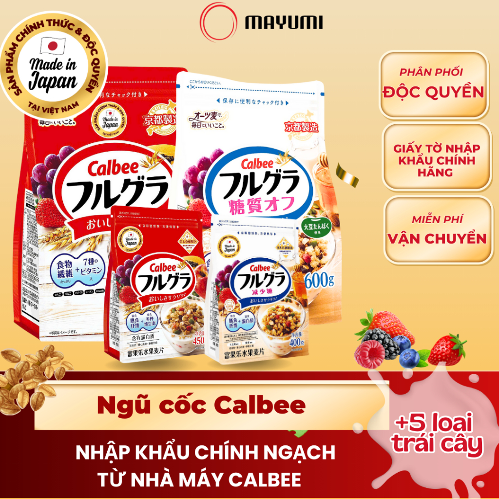 Ngũ cốc trái cây Calbee Nhật Bản, Granola Ăn Sáng nhanh chóng, tiện lợi | [MAYUMIFOOD]
