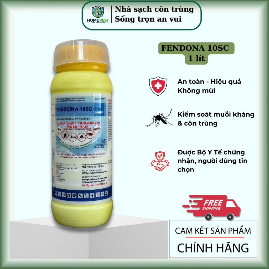 Thuốc muỗi Fendona 10SC 1 lít, xử lý côn trùng không mùi Fendona BASF, đuổi gián, ruồi kiến, bọ chét