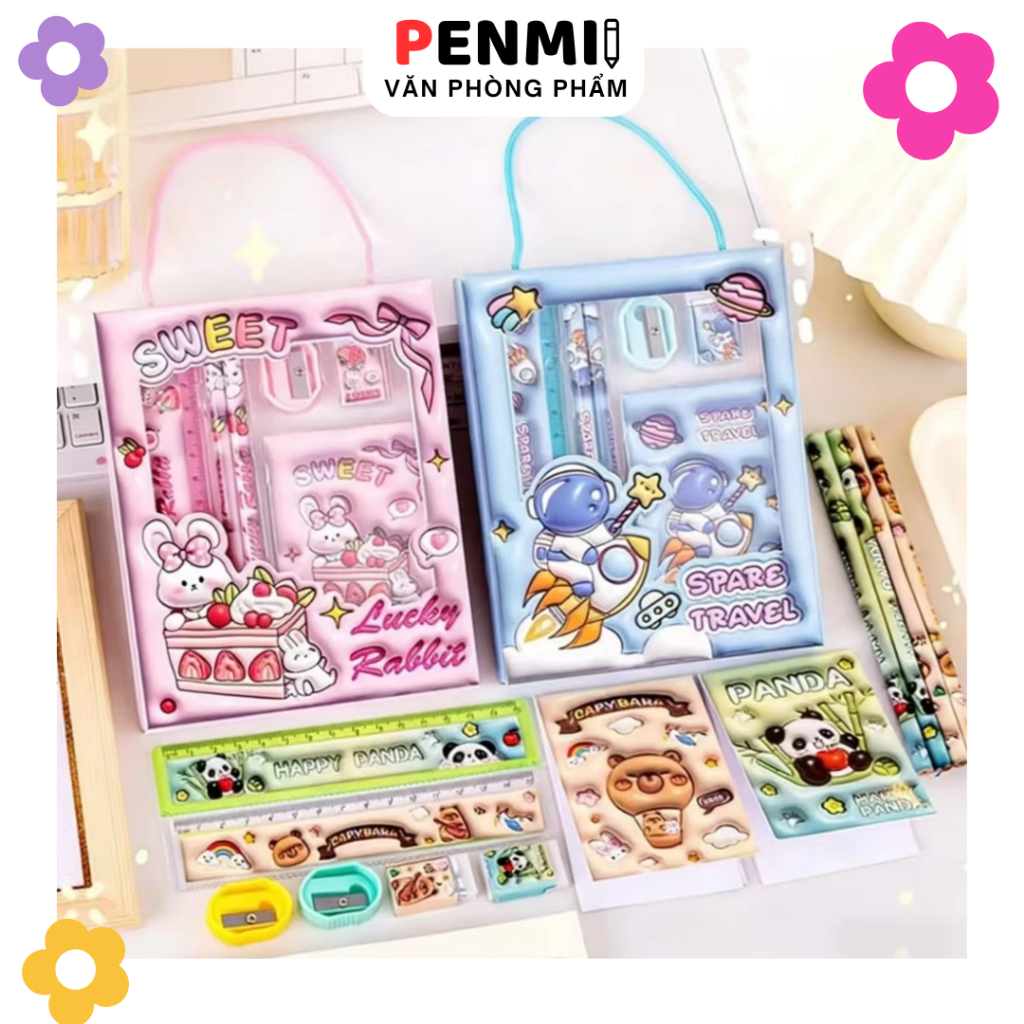 PENMII Hành Trang Cùng Bé Đến Trường Bộ Dụng Cụ Học Tập Trẻ Em 6 Món Quà Tặng Ý Nghĩa Cho Bé