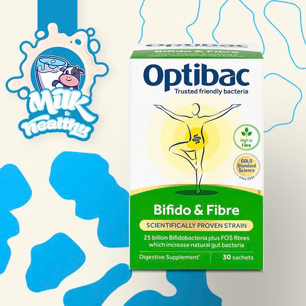 Men vi sinh Optibac Probiotics Bifido & Fibre, giảm táo bón, tăng chất xơ Hộp 30 gói CHO BÉ 1 TUỔI+