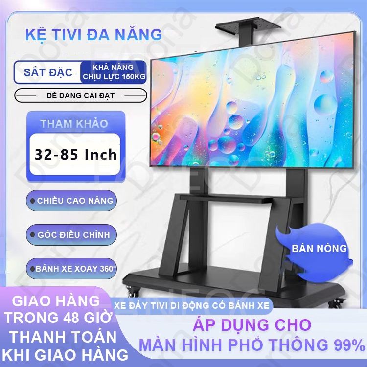 32-85Inch Kệ Treo Tivi Có Bánh Xe Di Chuyển,Thích hợp cho văn phòng và phòng học Giá Treo Tivi Di Độ