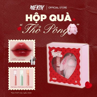 Hộp Quà Tình Yêu Trang Điểm Môi Merzy Crush Box - (1 Son Merzy Fullsize + 1 Son FOIF ngẫu nhiên)