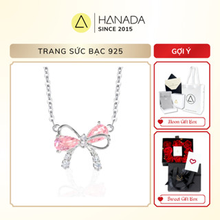 [BẠC 925-BH TRỌN ĐỜI] Dây chuyền Bạc 925 HANADA Nơ Tiểu Thư Đính Đá Hồng, Vòng Cổ Quà Tặng Đi Tiệc  Nữ 2817