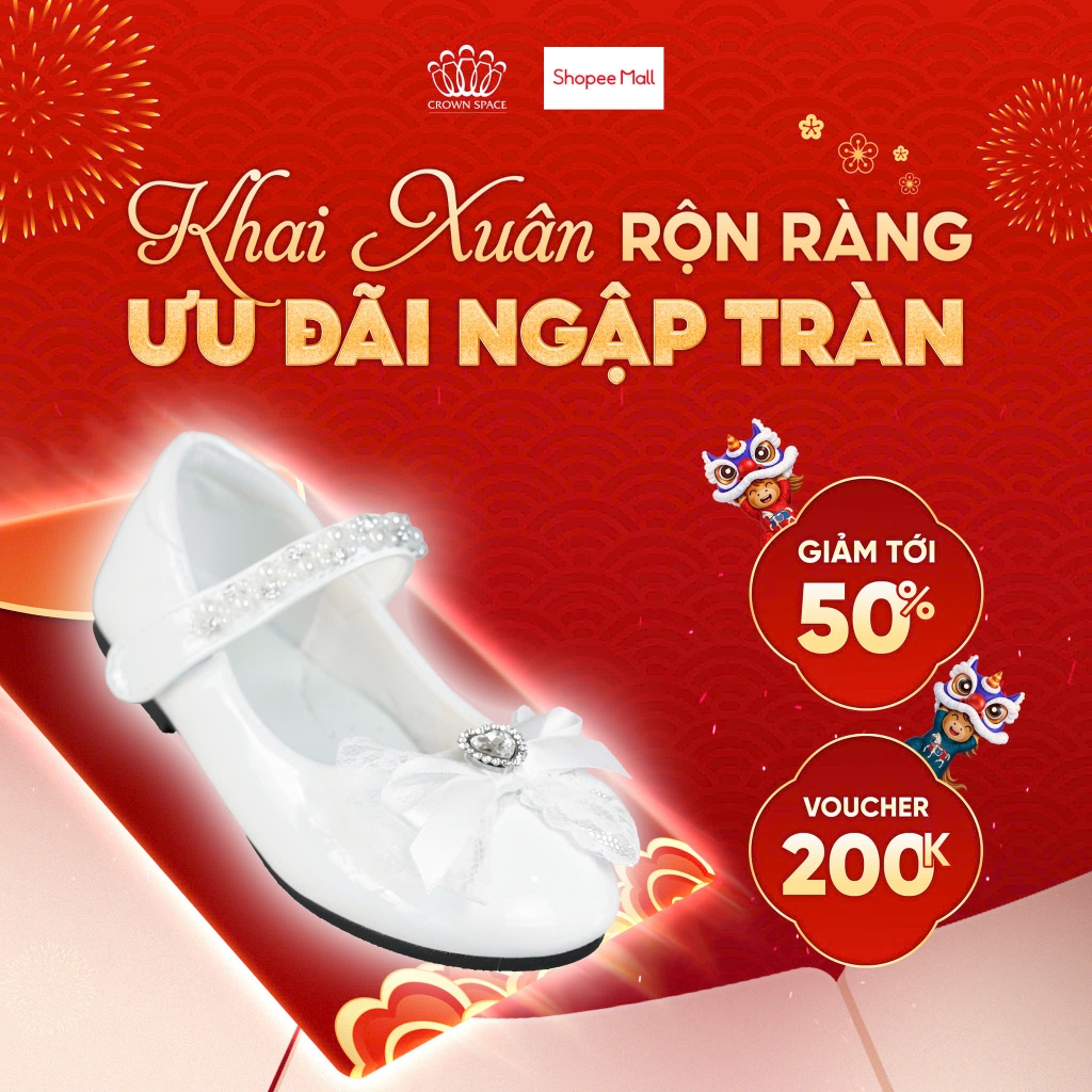 Giày Công Chúa Đính Nơ Dễ Thương Giày Bệt Có Quai Chống Trơn Cao Cấp Crown Space CRUK3180