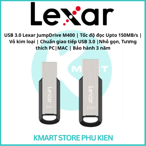 USB 3.0 Lexar JumpDrive M400 | Tốc độ đọc Upto 150MB/s | Vỏ kim loại | Chuẩn giao tiếp USB 3.0 | Bảo