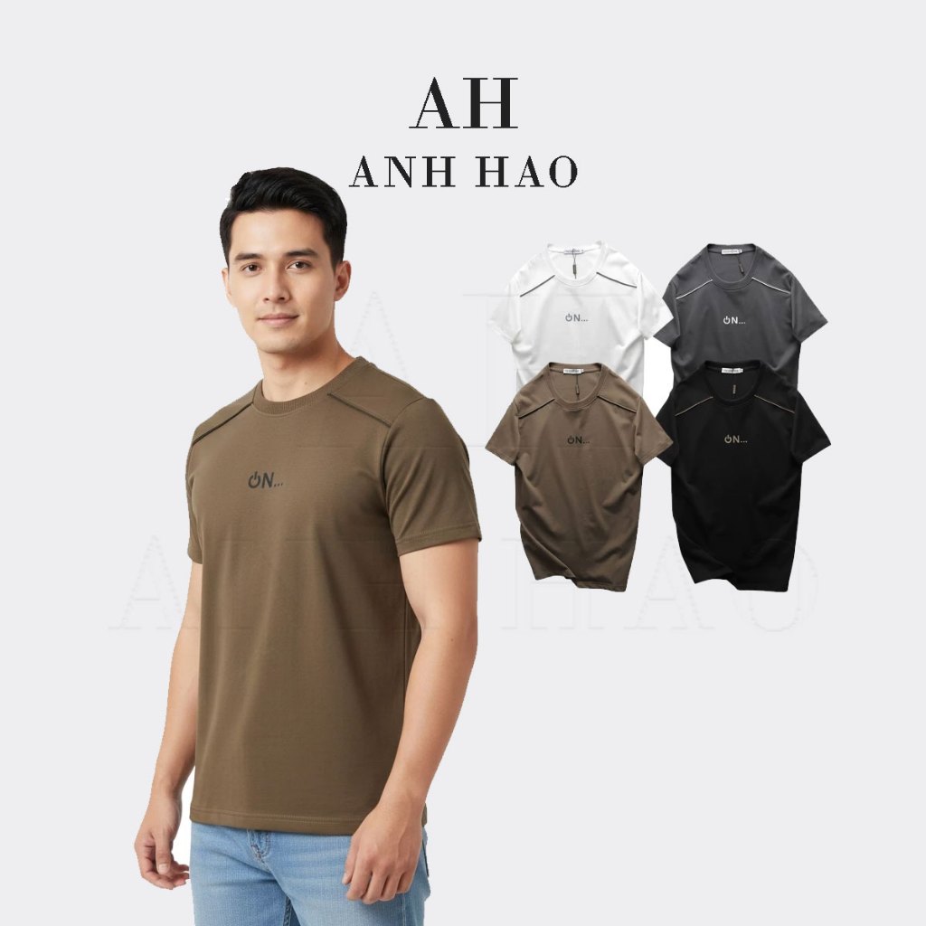 Áo thun nam cổ tròn QN, áo phông nam cotton mịn, form basic thoải mái | AH STUDIO